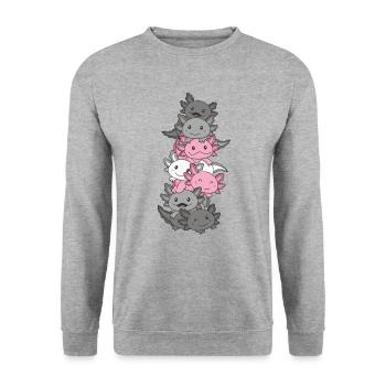 Demigirl Flag Gay Pride LGBTQ Axolotl - Unisex Sweatshirt - salt & pepper - Front - Alina (178cm) & Michal (187cm)