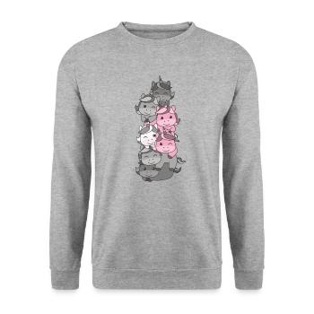 Demigirl Flag Pride LGBTQ süßer Einhorn Stapel - Unisex Pullover - Weißgrau meliert - Vorne - Alina (178cm) & Michal (187cm)