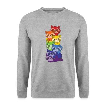 Regenbogen Einhorn süße bunte Einhorn für Kinder - Unisex Pullover - Weißgrau meliert - Vorne - Alina (178cm) & Michal (187cm)
