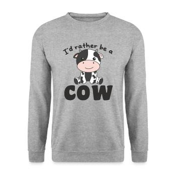 Ich wäre lieber eine Kuh - süße Kuh - Unisex Pullover - Weißgrau meliert - Vorne - Alina (178cm) & Michal (187cm)