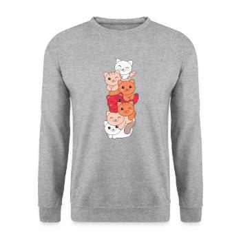 Paragirl Flag Pride LGBTQ Cute Cat Stack - Unisex Sweatshirt - salt & pepper - Front - Alina (178cm) & Michal (187cm)