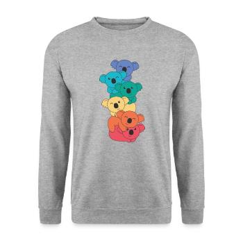 Regenbogen Flag Pride LGBTQ süßer Koala Stapel - Unisex Pullover - Weißgrau meliert - Vorne - Alina (178cm) & Michal (187cm)