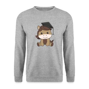 Kids Kindergarten nailed it Pferd Graduation - Unisex Pullover - Weißgrau meliert - Vorne - Alina (178cm) & Michal (187cm)