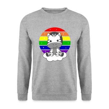 Zebra colorful rainbow for kids cute zebra - Unisex Sweatshirt - salt & pepper - Front - Alina (178cm) & Michal (187cm)