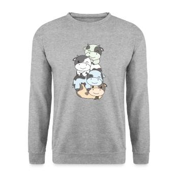 Unlabeld Flag Pride LGBTQ Cute Cow - Unisex Sweatshirt - salt & pepper - Front - Alina (178cm) & Michal (187cm)