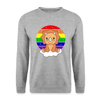 Triceratops colorful rainbow for kids Dino - Unisex Sweatshirt - salt & pepper - Front - Alina (178cm) & Michal (187cm)