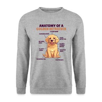 Hunde Erklärung Anatomy eines Golden Retriever - Unisex Pullover - Weißgrau meliert - Vorne - Alina (178cm) & Michal (187cm)