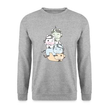 Unlabeld Flag Pride LGBTQ cute unicorn - Unisex Sweatshirt - salt & pepper - Front - Alina (178cm) & Michal (187cm)