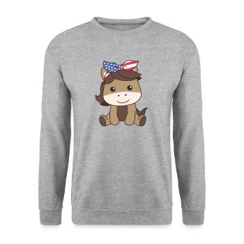 4 juillet Cheval américain pour enfants USA - Sweat-shirt Unisexe - gris chiné - Devant - Alina (178cm) & Michal (187cm)