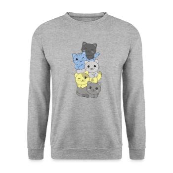 Periboy Flag Pride LGBTQ Cute Cat Stack - Unisex Sweatshirt - salt & pepper - Front - Alina (178cm) & Michal (187cm)
