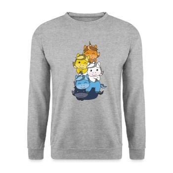 Aroace Flag Pride LGBTQ Mignon Licorne Pile - Sweat-shirt Unisexe - gris chiné - Devant - Alina (178cm) & Michal (187cm)