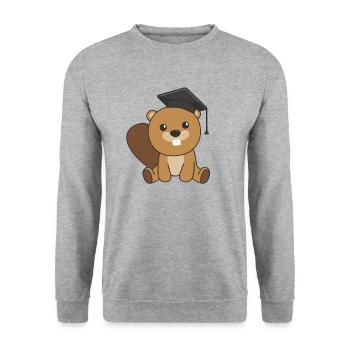 Kids Kindergarten nailed it Biber Graduation - Unisex Pullover - Weißgrau meliert - Vorne - Alina (178cm) & Michal (187cm)