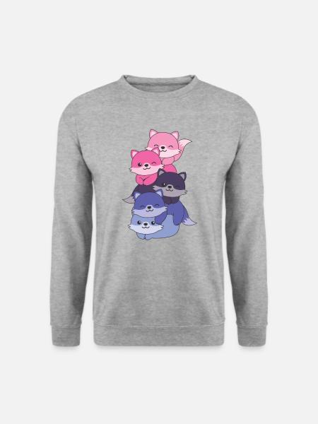 Omnisexuell Flag Pride LGBTQ süßer Fuchs Stapel - Unisex Pullover - Weißgrau meliert