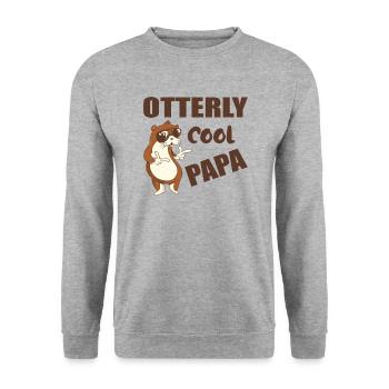 Otterly cool papa funny fathers Day gift - Unisex Pullover - Weißgrau meliert - Vorne - Alina (178cm) & Michal (187cm)