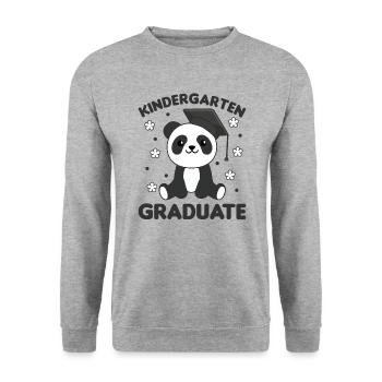 Kids Kindergarten graduate Panda Graduation - Unisex Pullover - Weißgrau meliert - Vorne - Alina (178cm) & Michal (187cm)