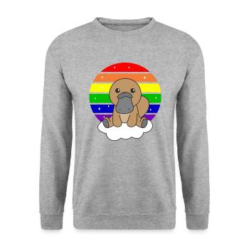 Ornithorynque arc-en-ciel coloré pour les enfants - Sweat-shirt Unisexe - gris chiné - Devant - Alina (178cm) & Michal (187cm)