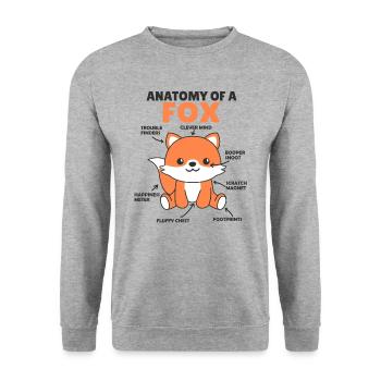 süßer Fuchs Erklärung Anatomy of a Fox - Unisex Pullover - Weißgrau meliert - Vorne - Alina (178cm) & Michal (187cm)
