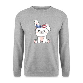 4 juillet American Bunny for Kids USA - Sweat-shirt Unisexe - gris chiné - Devant - Alina (178cm) & Michal (187cm)