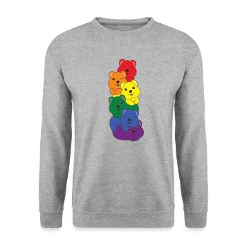 Rainbow Flag Pride LGBTQ Cute Quokka Stack - Unisex Sweatshirt - salt & pepper - Front - Alina (178cm) & Michal (187cm)