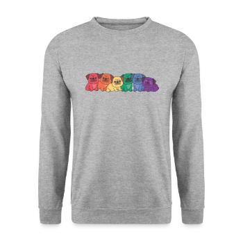 Rainbow Pug Flag Pride LGBTQ Cute Dogs - Unisex Sweatshirt - salt & pepper - Front - Alina (178cm) & Michal (187cm)