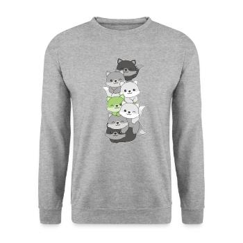 Agender Flag Pride LGBTQ Cute Fox Stack - Unisex Sweatshirt - salt & pepper - Front - Alina (178cm) & Michal (187cm)