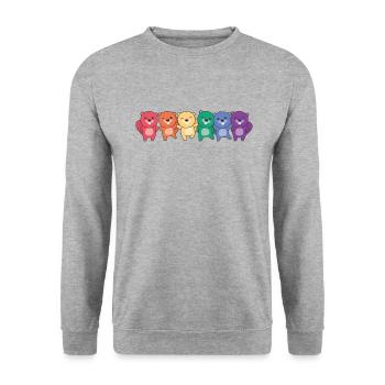 Regenbogen Biber Flag Pride LGBTQ süße Biber - Unisex Pullover - Weißgrau meliert - Vorne - Alina (178cm) & Michal (187cm)
