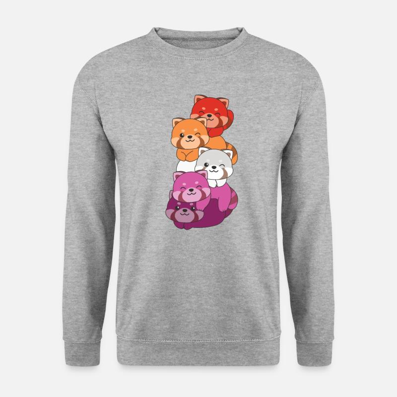 Lesbische Flag Pride LGBTQ süßer Roter Panda - Unisex Pullover - Weißgrau meliert