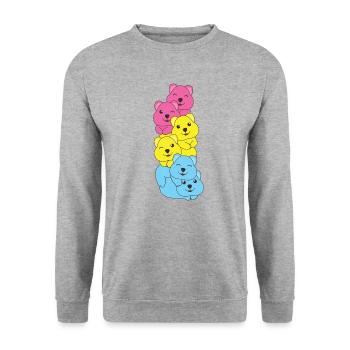 Pansexual Flag Pride LGBTQ Cute Quokka - Unisex Sweatshirt - salt & pepper - Front - Alina (178cm) & Michal (187cm)