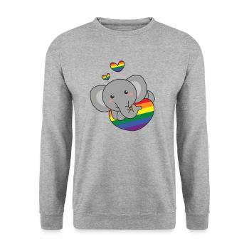 Rainbow Flag Pride LGBTQ Mignon éléphant Amour - Sweat-shirt Unisexe - gris chiné - Devant - Alina (178cm) & Michal (187cm)