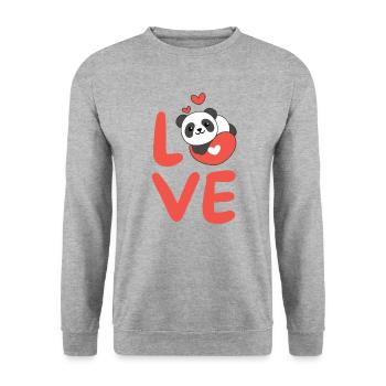 Panda pour la Saint-Valentin Animaux mignons Cœurs Amour - Sweat-shirt Unisexe - gris chiné - Devant - Alina (178cm) & Michal (187cm)