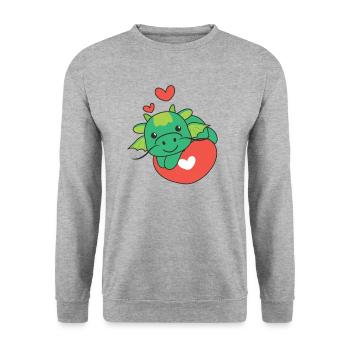 Dragon for Valentine's Day cute animals hearts - Unisex Sweatshirt - salt & pepper - Front - Alina (178cm) & Michal (187cm)