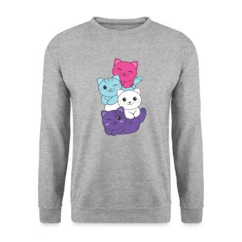 Multisexual Flag Pride LGBTQ Cute Cat Stack - Unisex Sweatshirt - salt & pepper - Front - Alina (178cm) & Michal (187cm)