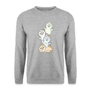 Unlabeld Flag Pride LGBTQ cute penguin - Unisex Sweatshirt - salt & pepper - Front - Alina (178cm) & Michal (187cm)