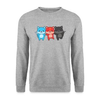 Polyamory Flag Gay Pride LGBTQ Fuchs - Unisex Pullover - Weißgrau meliert - Vorne - Alina (178cm) & Michal (187cm)