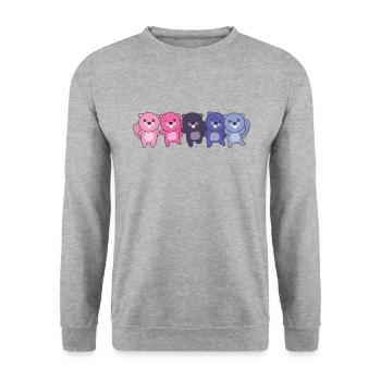 Omnisexuel Drapeau Fierté LGBTQ Castor mignon - Sweat-shirt Unisexe - gris chiné - Devant - Alina (178cm) & Michal (187cm)