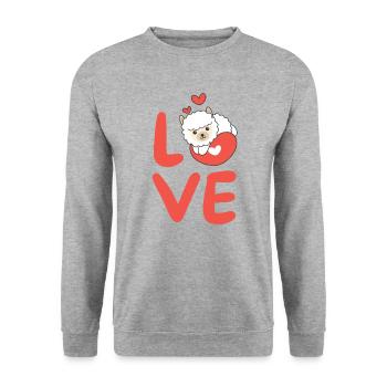 Alpaga pour la Saint-Valentin Animaux mignons Coeurs Amour - Sweat-shirt Unisexe - gris chiné - Devant - Alina (178cm) & Michal (187cm)