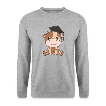 Kids Kindergarten nailed it Kuh Graduation - Unisex Pullover - Weißgrau meliert - Vorne - Alina (178cm) & Michal (187cm)