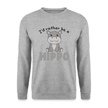 I'd rather be a hippo - cute hippo - Unisex Sweatshirt - salt & pepper - Front - Alina (178cm) & Michal (187cm)