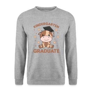 Kids Kindergarten graduate Kuh Graduation - Unisex Pullover - Weißgrau meliert - Vorne - Alina (178cm) & Michal (187cm)