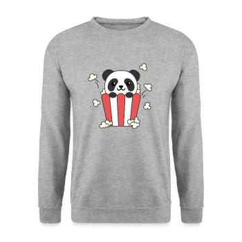 Panda Popcorn Time animaux drôles dans la restauration rapide - Sweat-shirt Unisexe - gris chiné - Devant - Alina (178cm) & Michal (187cm)
