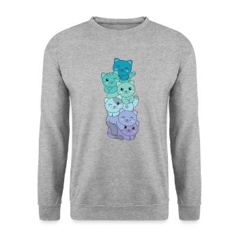 Neptunic Flag Pride LGBTQ Cute Cat Stack - Unisex Sweatshirt - salt & pepper - Front - Alina (178cm) & Michal (187cm)