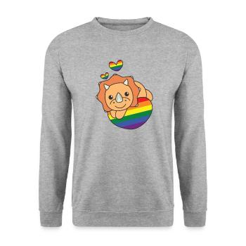 Rainbow Flag Pride LGBTQ Cute Triceratops Love - Unisex Sweatshirt - salt & pepper - Front - Alina (178cm) & Michal (187cm)