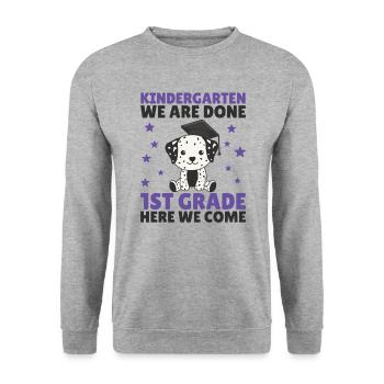 Kids Kindergarten graduate Dalmatiner 1st grade - Unisex Pullover - Weißgrau meliert - Vorne - Alina (178cm) & Michal (187cm)