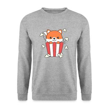 Fox Popcorn Time animaux drôles dans la restauration rapide - Sweat-shirt Unisexe - gris chiné - Devant - Alina (178cm) & Michal (187cm)