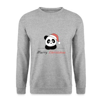 Panda Christmas Snow Winter Animals Pandas - Unisex Sweatshirt - salt & pepper - Front - Alina (178cm) & Michal (187cm)