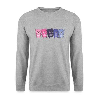 Omnisexual Flag Pride LGBTQ Cute Bear - Sweat-shirt Unisexe - gris chiné - Devant - Alina (178cm) & Michal (187cm)