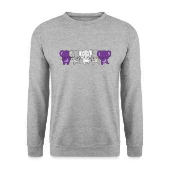 Graysexual Flag Pride LGBTQ Cute Elephant - Unisex Sweatshirt - salt & pepper - Front - Alina (178cm) & Michal (187cm)