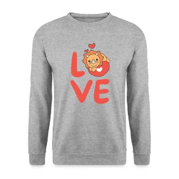 Triceratops pour la Saint-Valentin mignons animaux coeurs - Sweat-shirt Unisexe - gris chiné - Devant - Alina (178cm) & Michal (187cm)