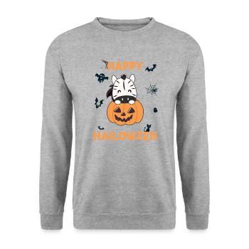 zebra in pumpkin cute zebras Happy Halloween - Unisex Sweatshirt - salt & pepper - Front - Alina (178cm) & Michal (187cm)