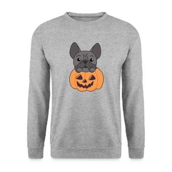 Bouledogue français citrouille chiens mignons joyeux Halloween - Sweat-shirt Unisexe - gris chiné - Devant - Alina (178cm) & Michal (187cm)